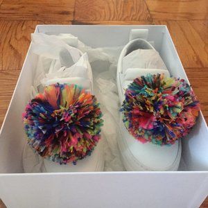 Eugenia Kim Chris White Platform Pom Pom Slip On Sneakers